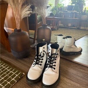 Doc Marten White Lace-Up Boots